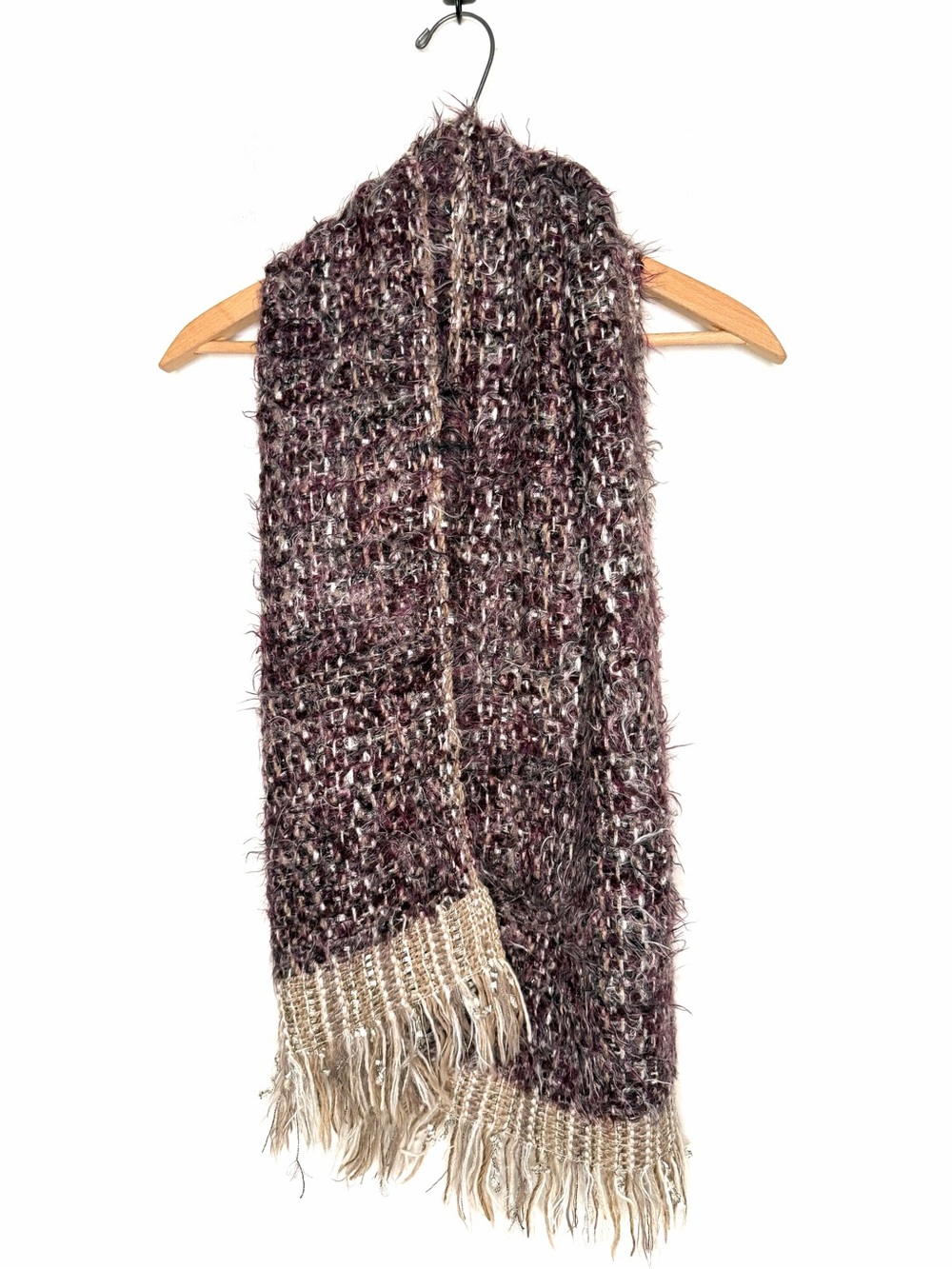 Tommasi Loom Works Purple and Cream Scarf